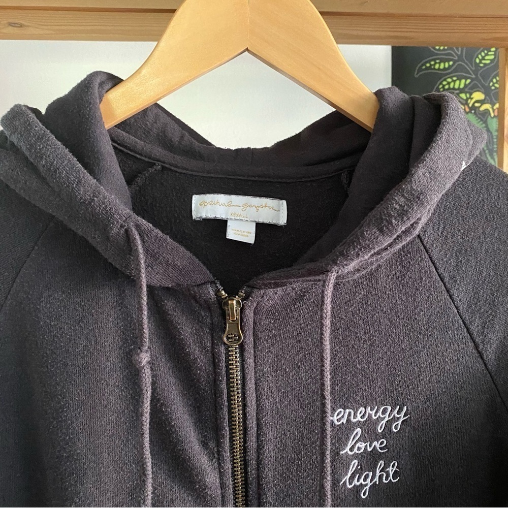 Spiritual Gangster Gray Black White Star Energy Love Light Zip Up Hoodie XS - Picture 6 of 14